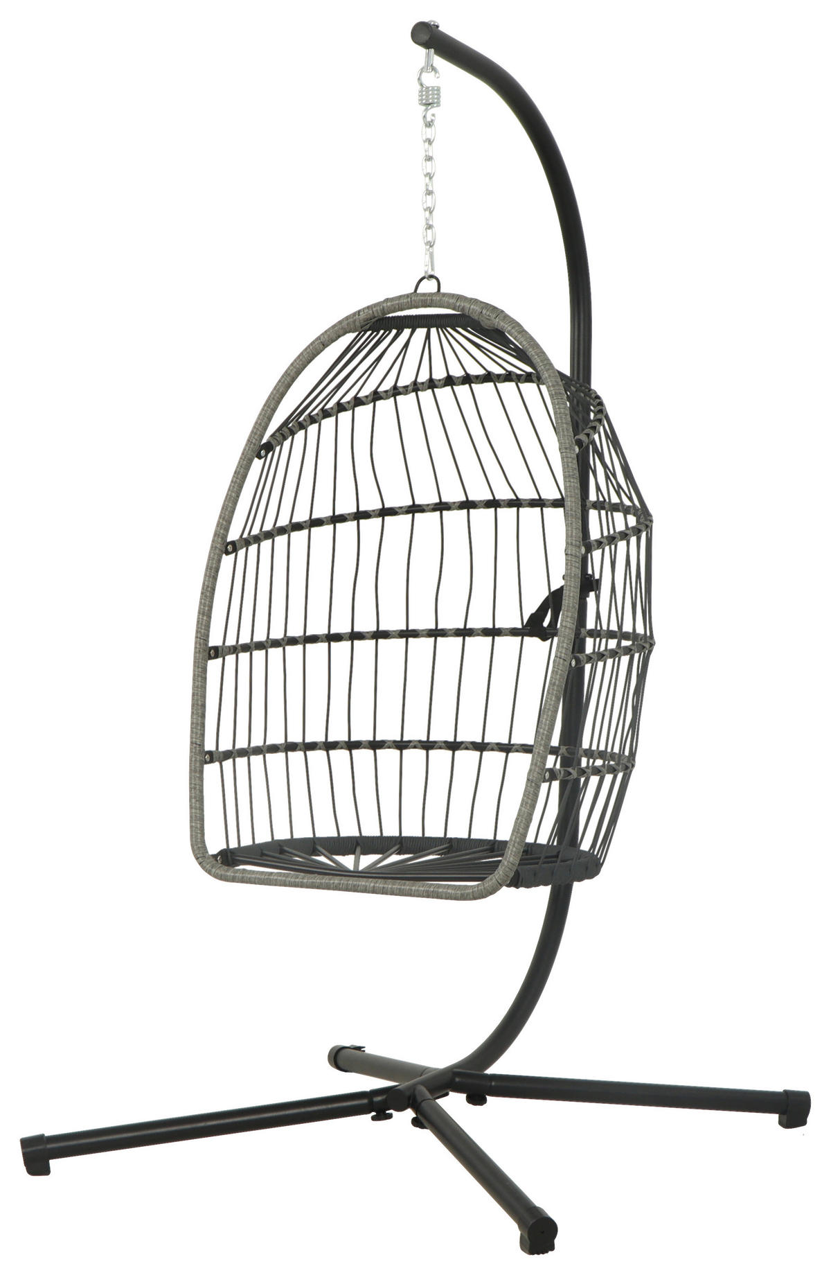HÄNGESESSEL 100/198/100 cm Eisen  - Schwarz/Grau, Design, Kunststoff/Textil (100/198/100cm) - Ambia Garden
