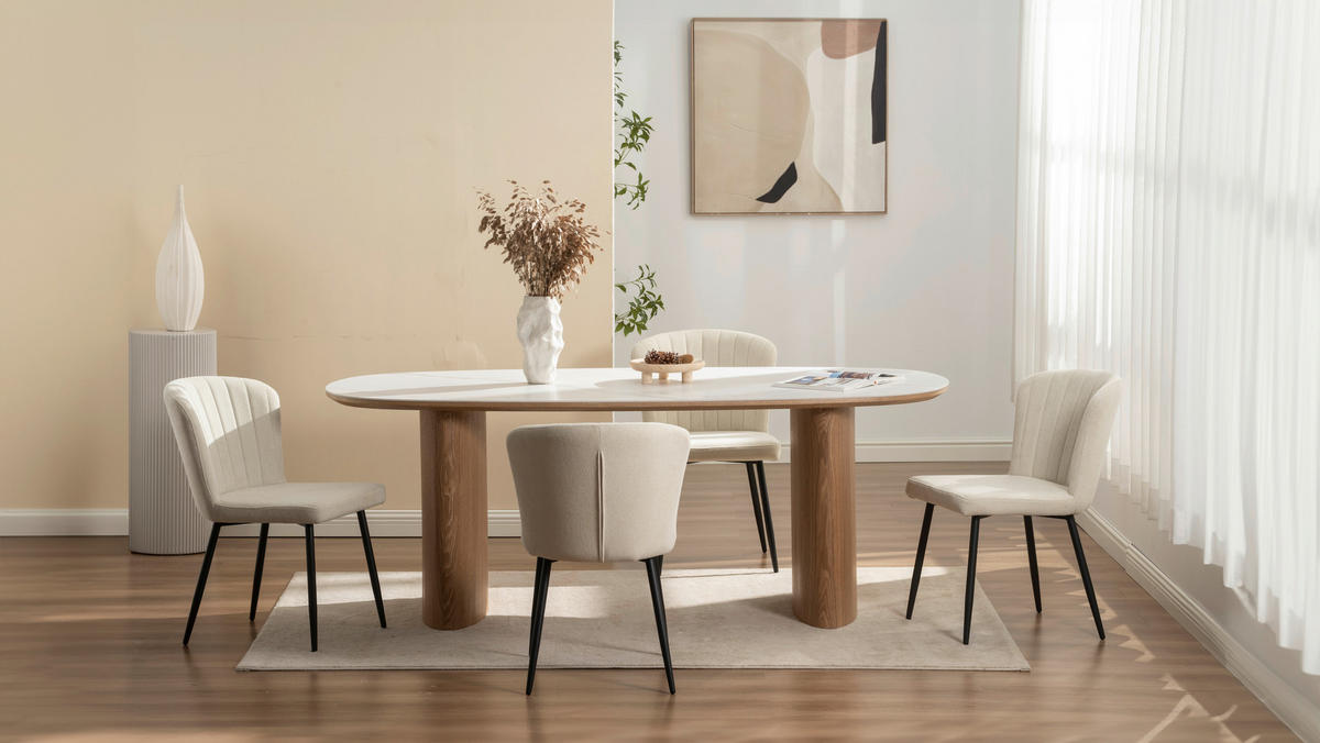 VIERFUßSTUHL - Beige/Schwarz, KONVENTIONELL, Holz/Textil (52/82/60cm) - P & B