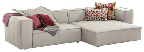 ECKSOFA in Echtleder Weiss  - Weiss/Schwarz, Modern, Leder/Kunststoff (300/164cm) - W.Schillig