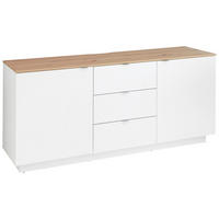 LOWBOARD Lahore  in 180/77/44 cm  - Silberfarben/Weiß, Design, Holzwerkstoff/Metall (180/77/44cm) - MID.YOU