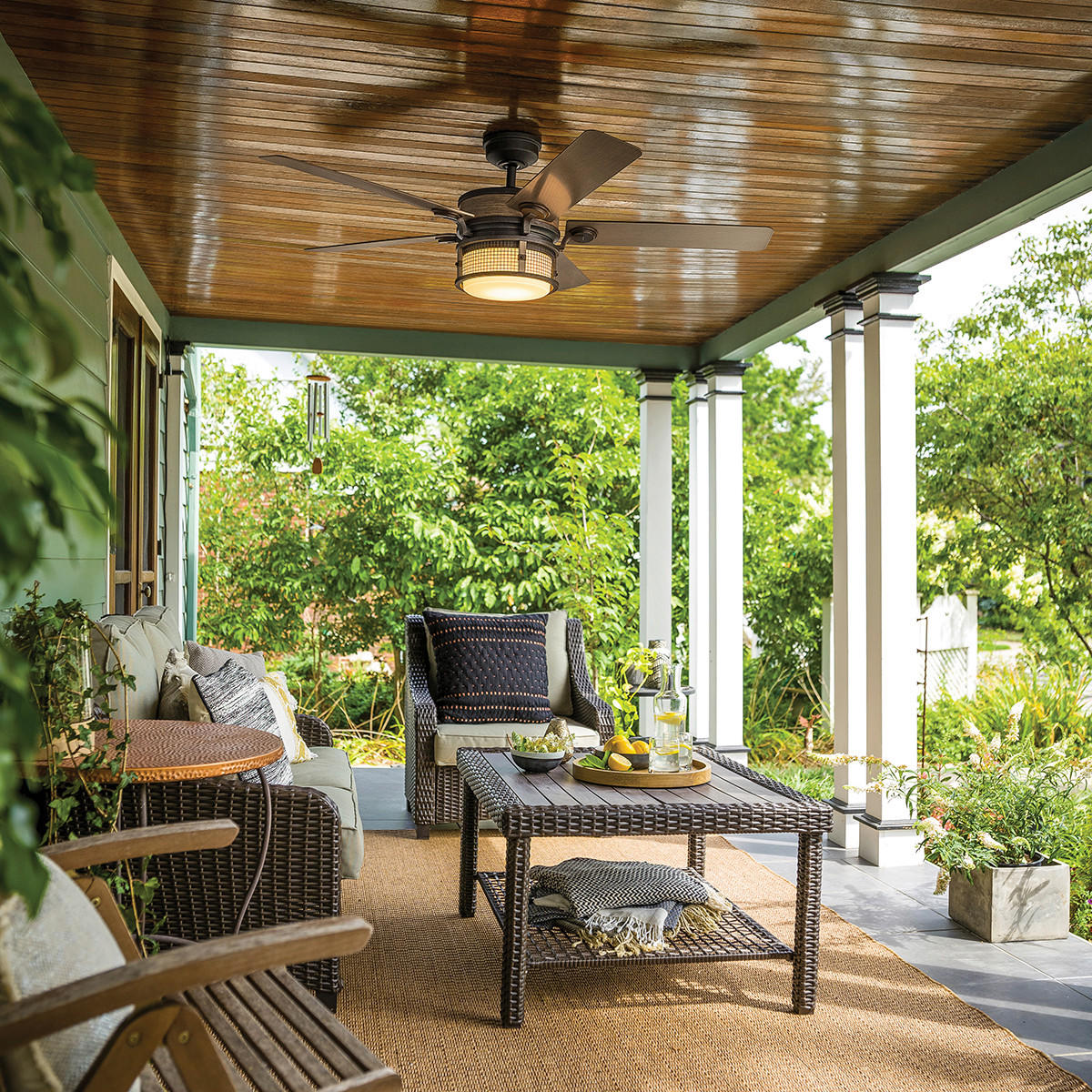 DECKENVENTILATOR  152/42 cm    - Graubraun, Basics, Glas/Kunststoff (152/42cm) - Elstead Lighting