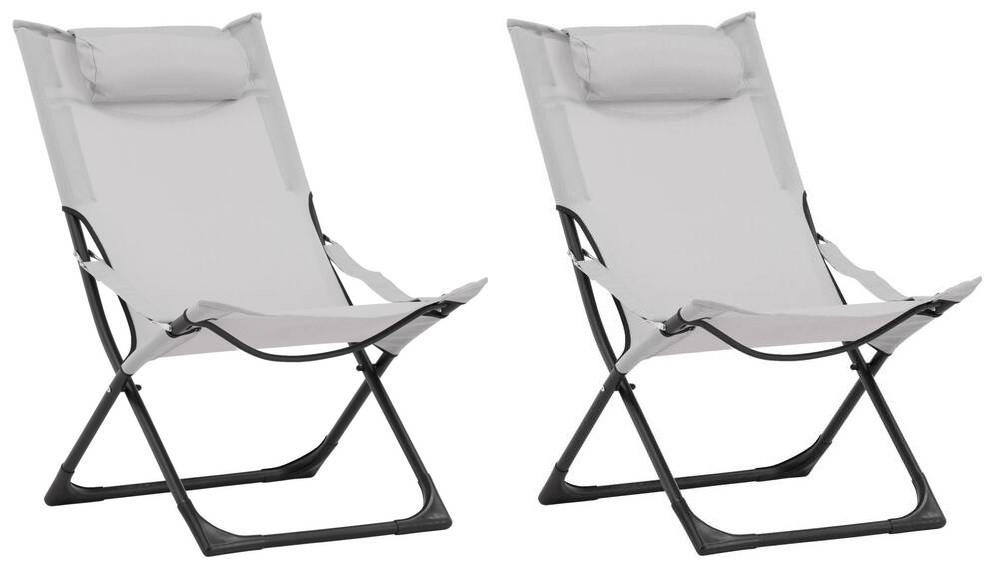 STRANDSTUHL Stahl Grau, Schwarz  - Schwarz/Grau, KONVENTIONELL, Textil/Metall (63/89/84cm) - Gardenson