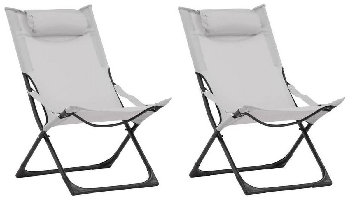 STRANDSESSEL 63/89/84 cm  - Schwarz/Grau, KONVENTIONELL, Textil/Metall (63/89/84cm) - Gardenson