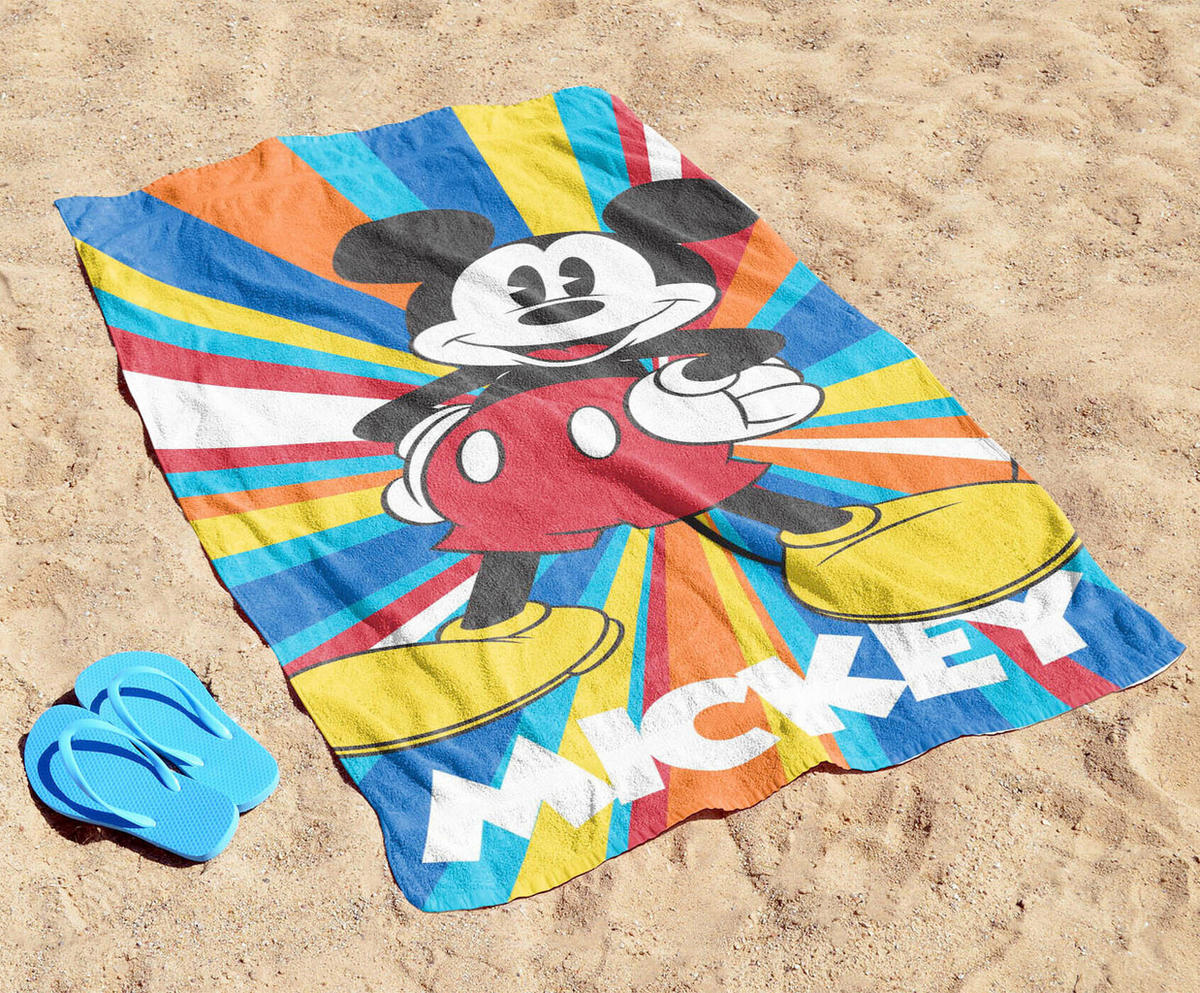 STRANDTUCH Disney Mickey Mouse Mickey Multicolor 150/70 cm  - Multicolor, Basics, Textil (150/70cm)