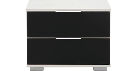 NACHTKÄSTCHEN 52/40/38 cm in Schwarz, Weiß - Alufarben/Schwarz, Design, Glas/Holzwerkstoff (52/40/38cm) - Carryhome