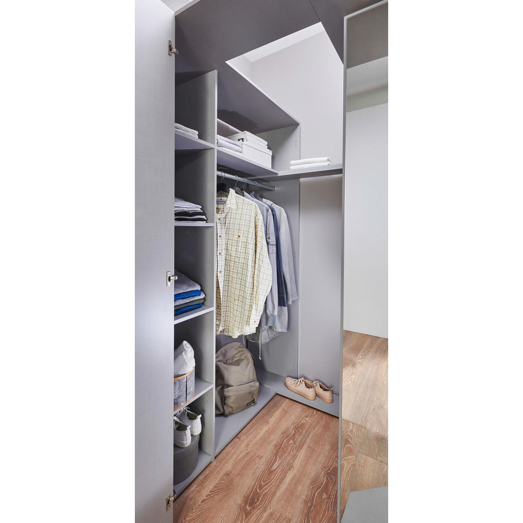 Thumbnail - Mid.you Eckkleiderschrank, Graphit, Eiche, Metall, 9 Fächer, 135.2x197x97 cm, BQ - Bündnis für Qualität, Made in Germany...