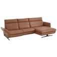 ECKSOFA in Echtleder Haselnussfarben  - Schwarz/Haselnussfarben, Design, Leder/Metall (300/157cm) - Dieter Knoll