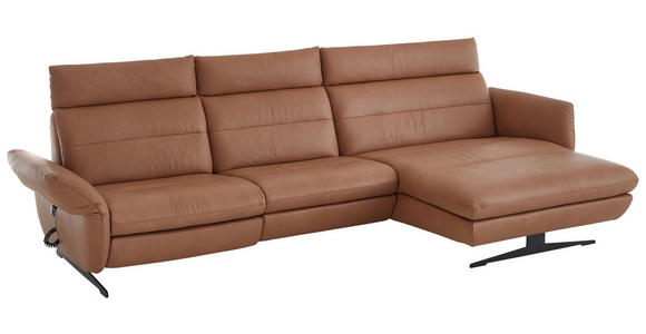 ECKSOFA in Echtleder Haselnussfarben 300/157 cm - Schwarz/Haselnussfarben, Design, Leder/Metall (300/157cm) - Dieter Knoll