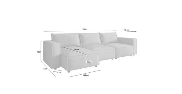 ECKSOFA Creme Webstoff Zierkissen, Rückenkissen, Rücken echt  - Creme/Schwarz, MODERN, Kunststoff/Textil (153/350cm) - Xora