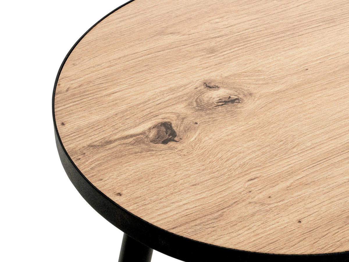 BEISTELLTISCH in Metall, Holzwerkstoff 40/40/36 cm  - Eichefarben/Schwarz, Design, Holzwerkstoff/Metall (40/40/36cm)