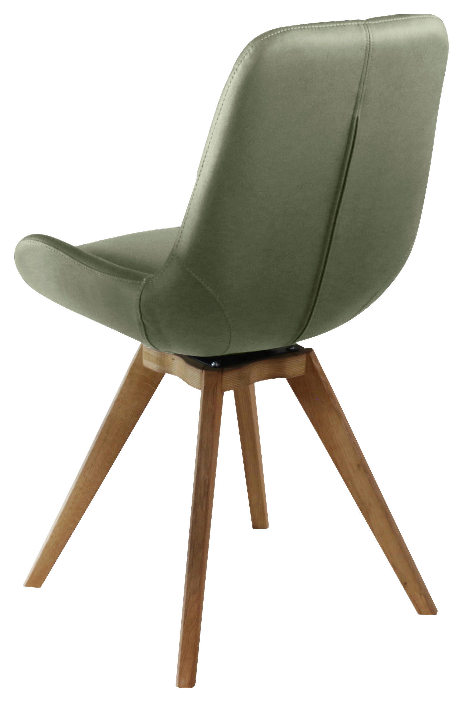 STUHL  in Lederlook (vegan) Holz, Textil  - Eichefarben/Grün, KONVENTIONELL, Holz/Textil (58/87/64,5cm) - Linea Natura