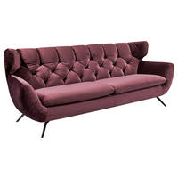 CHESTERFIELD-SOFA  in Velours Lila  - Lila/Schwarz, Design, Textil/Metall (225/94/95cm) - Pure Home Lifestyle