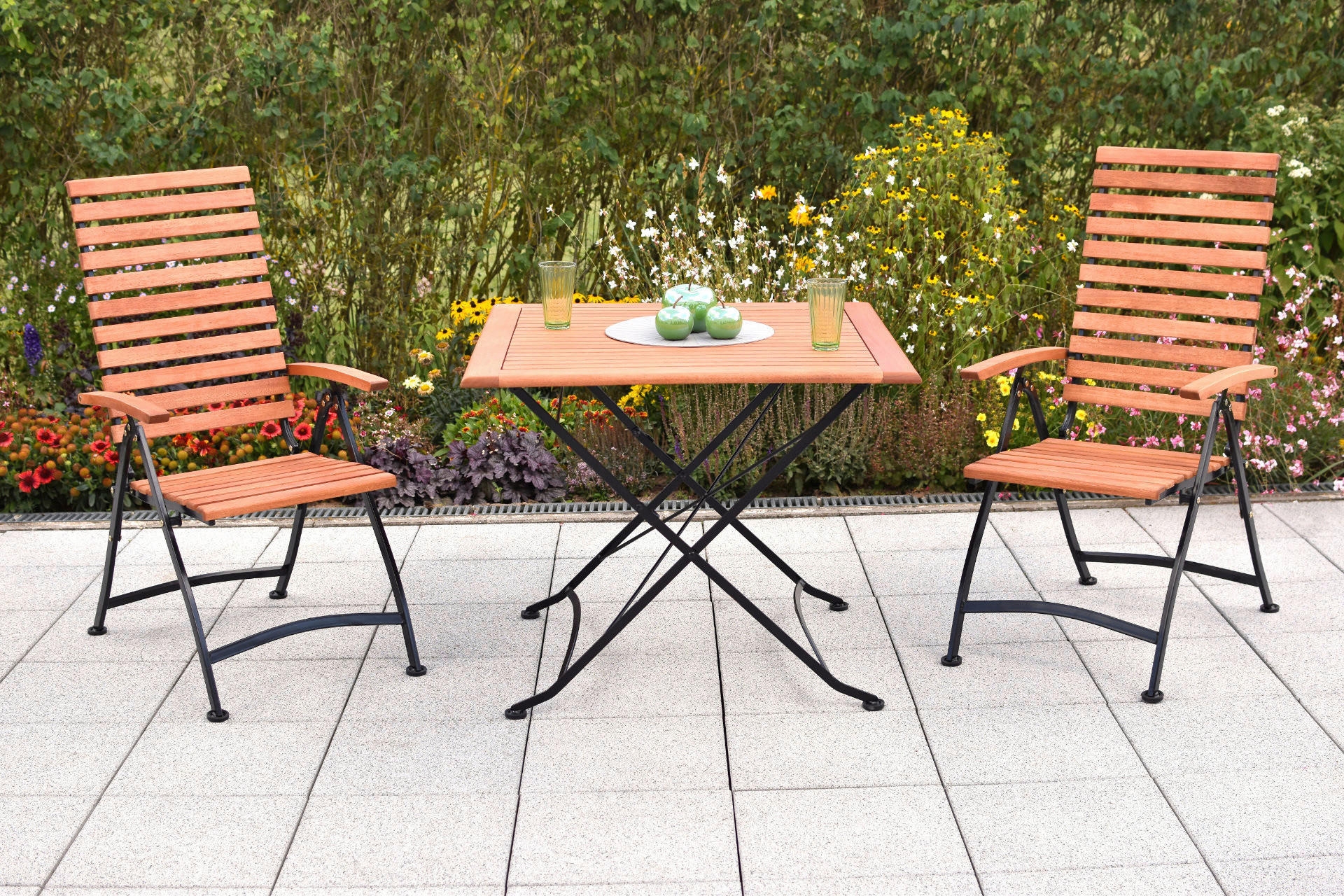 GARTENSESSEL Eukalyptusholz Stahl Graphitfarben, Naturfarben  - Graphitfarben/Naturfarben, KONVENTIONELL, Holz/Metall (55/109/107cm) - Gardenson