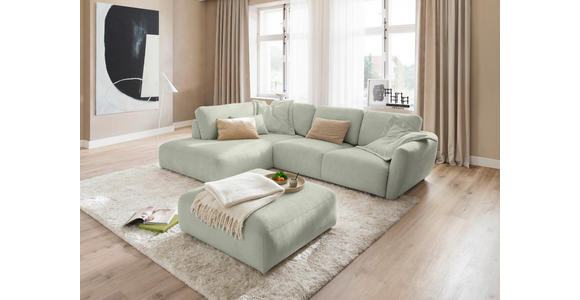 ECKSOFA  in Chenille Salbeigrün  224/307 cm  - Salbeigrün/Schwarz, KONVENTIONELL, Kunststoff/Textil (224/307cm) - Hom`in