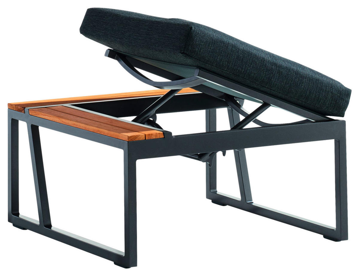 LOUNGEHOCKER 69/33/69 cm Teakholz Aluminium  - Grau, Basics, Holz/Textil (69/33/69cm) - Sieger