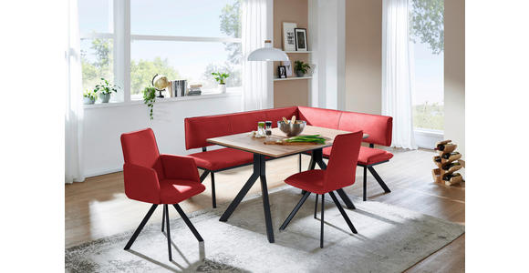 ECKBANK 180/140 cm in Rot, Schwarz - Rot/Schwarz, MODERN, Textil/Metall (180/140cm) - Cantus