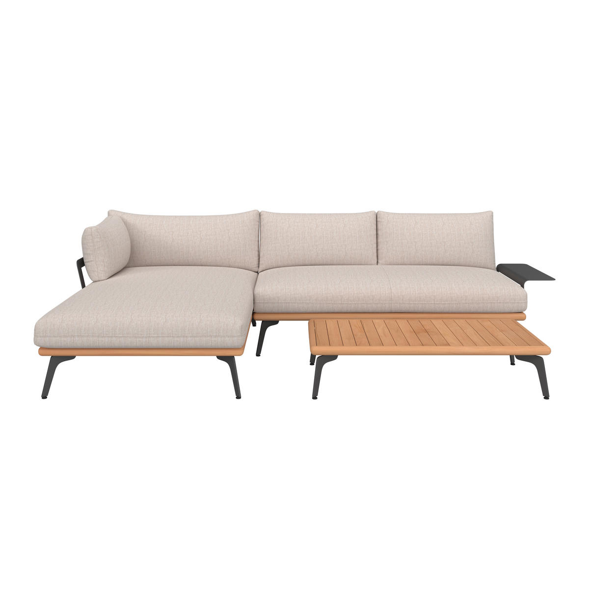LOUNGEGARNITUR 150/280 cm Aluminium, Stahl  - Greige/Dunkelgrau, Design, Textil/Metall (150/280cm) - Amatio