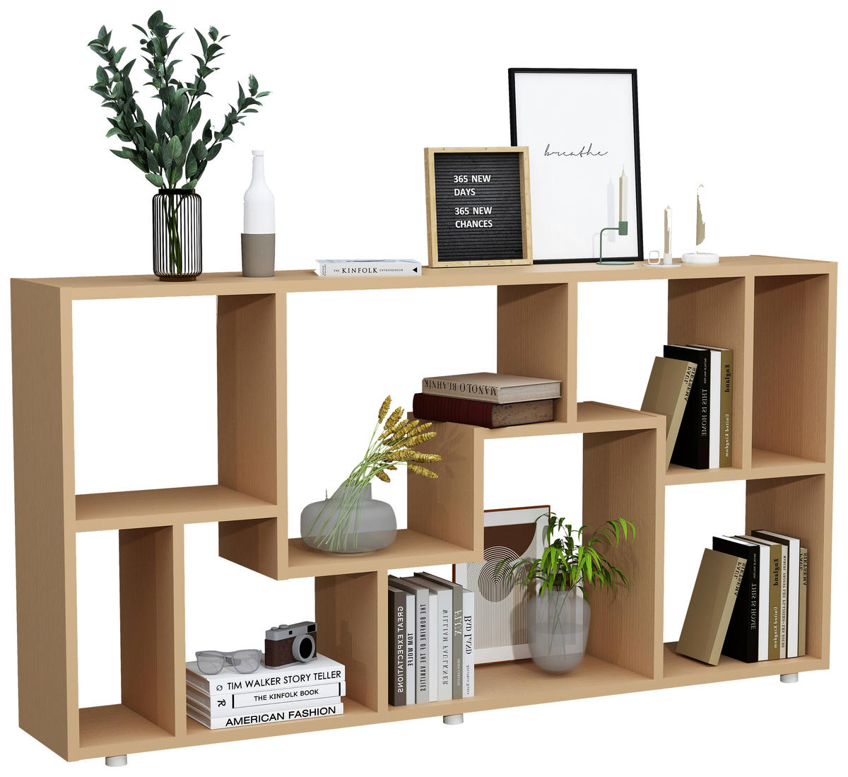 REGAL  116/58/20 cm Buchefarben  - Buchefarben/Silberfarben, Design, Holzwerkstoff/Kunststoff (116/58/20cm) - MID.YOU