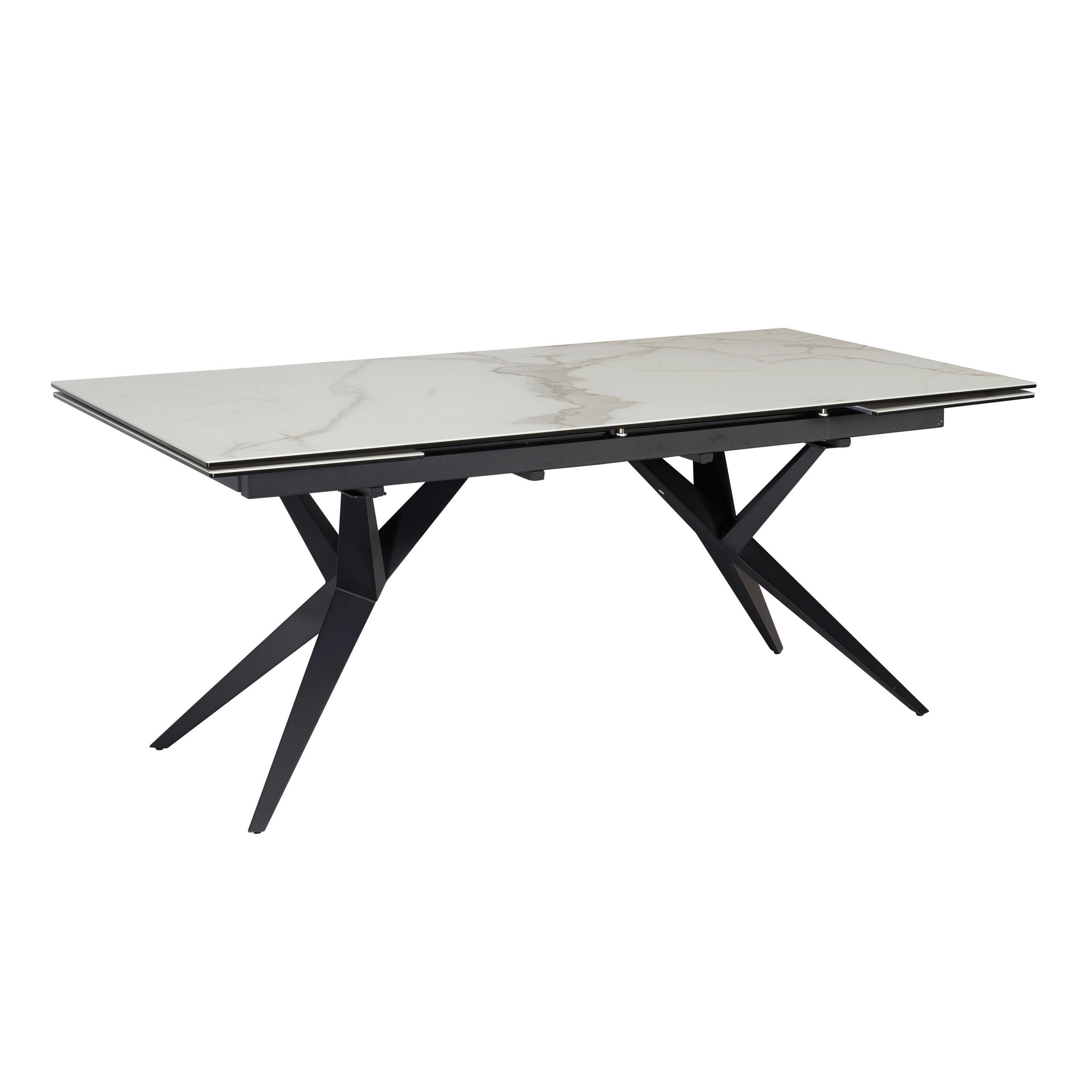 ESSTISCH Weiß rechteckig  ausziehbar  - Schwarz/Weiß, Design, Keramik/Metall (180/95/76cm) - MID.YOU
