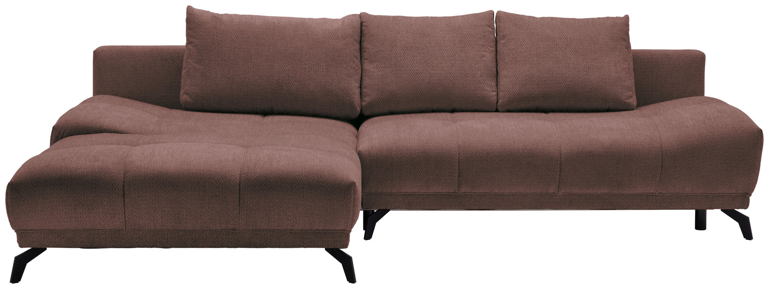 ECKSOFA in Chenille Braun  - Schwarz/Braun, Modern, Textil/Metall (182/290cm) - Hom`in