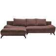 ECKSOFA in Chenille Braun  - Schwarz/Braun, MODERN, Textil/Metall (182/290cm) - Hom`in