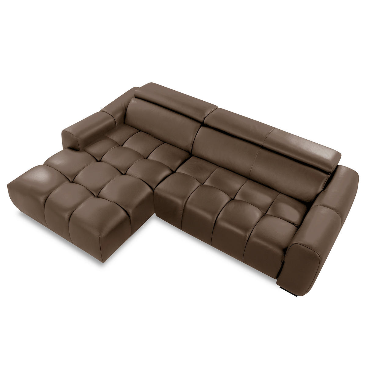 ECKSOFA AVEIRO Braun Echtleder Bettkasten, Kopfteilverstellung, Sitzvorzug  - Schwarz/Braun, Design, Leder/Kunststoff (177/274cm) - Livetastic