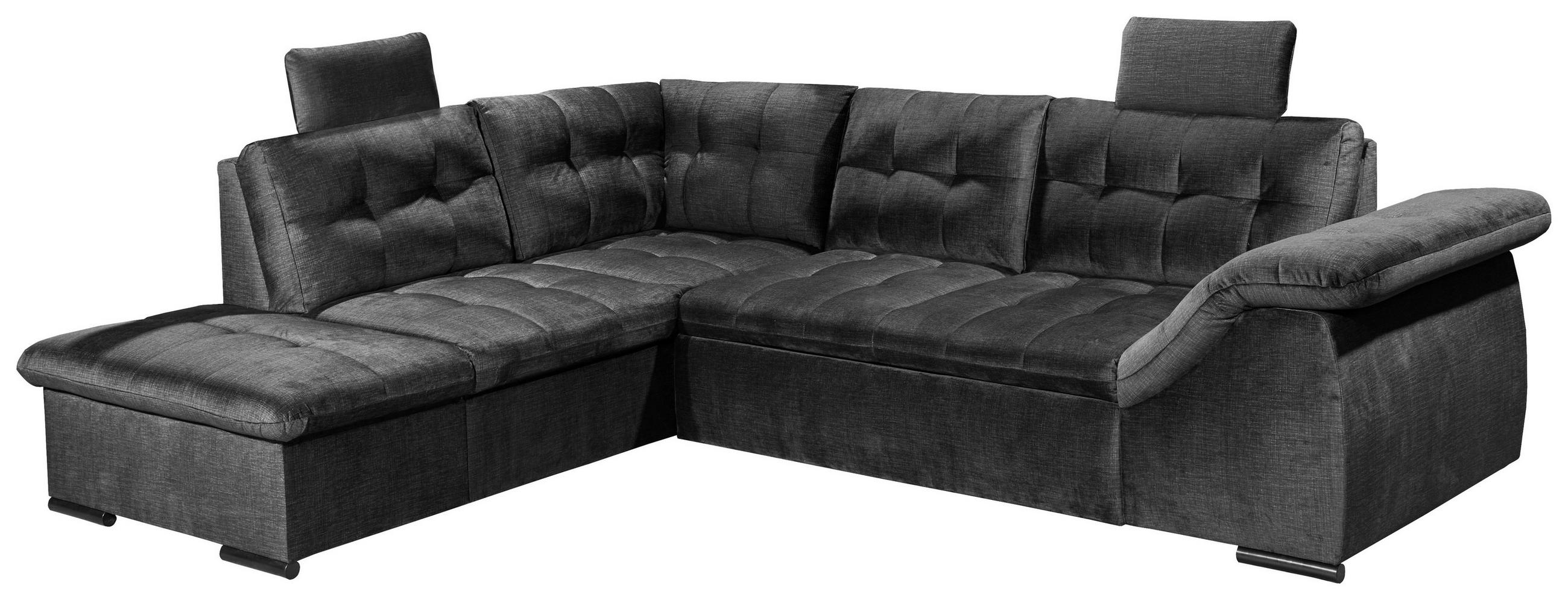 ECKSOFA Schwarz Mikrovelours  - Schwarz, KONVENTIONELL, Kunststoff/Textil (217/283cm) - MID.YOU