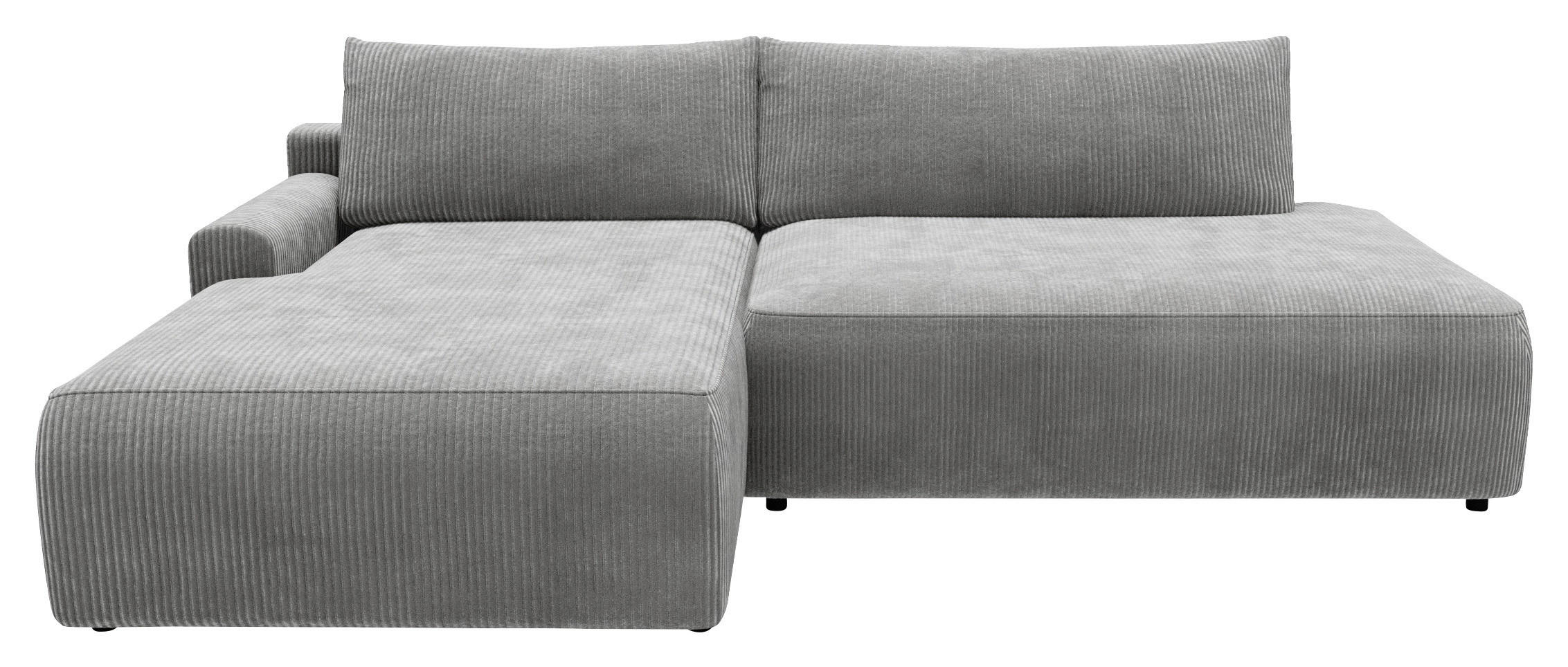 ECKSCHLAFSOFA in Cord Dunkelgrau - Dunkelgrau/Schwarz, Modern, Kunststoff/Textil (167/253cm) - Trendmanufaktur