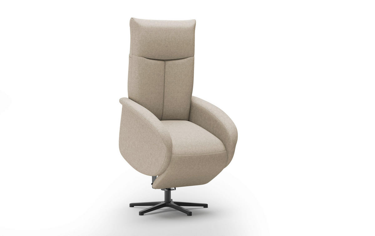 RELAXSESSEL GLENDALE E Flachgewebe Kopfteilverstellung, Rücken echt    - Taupe/Schwarz, KONVENTIONELL, Textil/Metall (75/112/82cm) - Sit & More