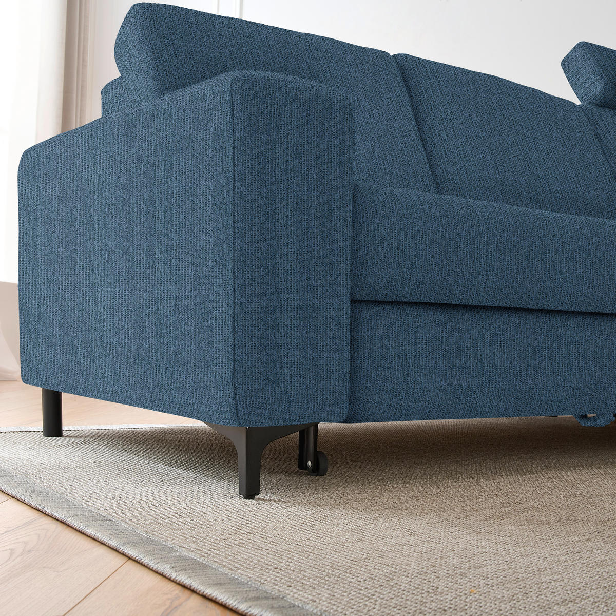 ECKSOFA in Webstoff Blau  - Blau/Schwarz, KONVENTIONELL, Textil/Metall (247/167cm) - Stylife