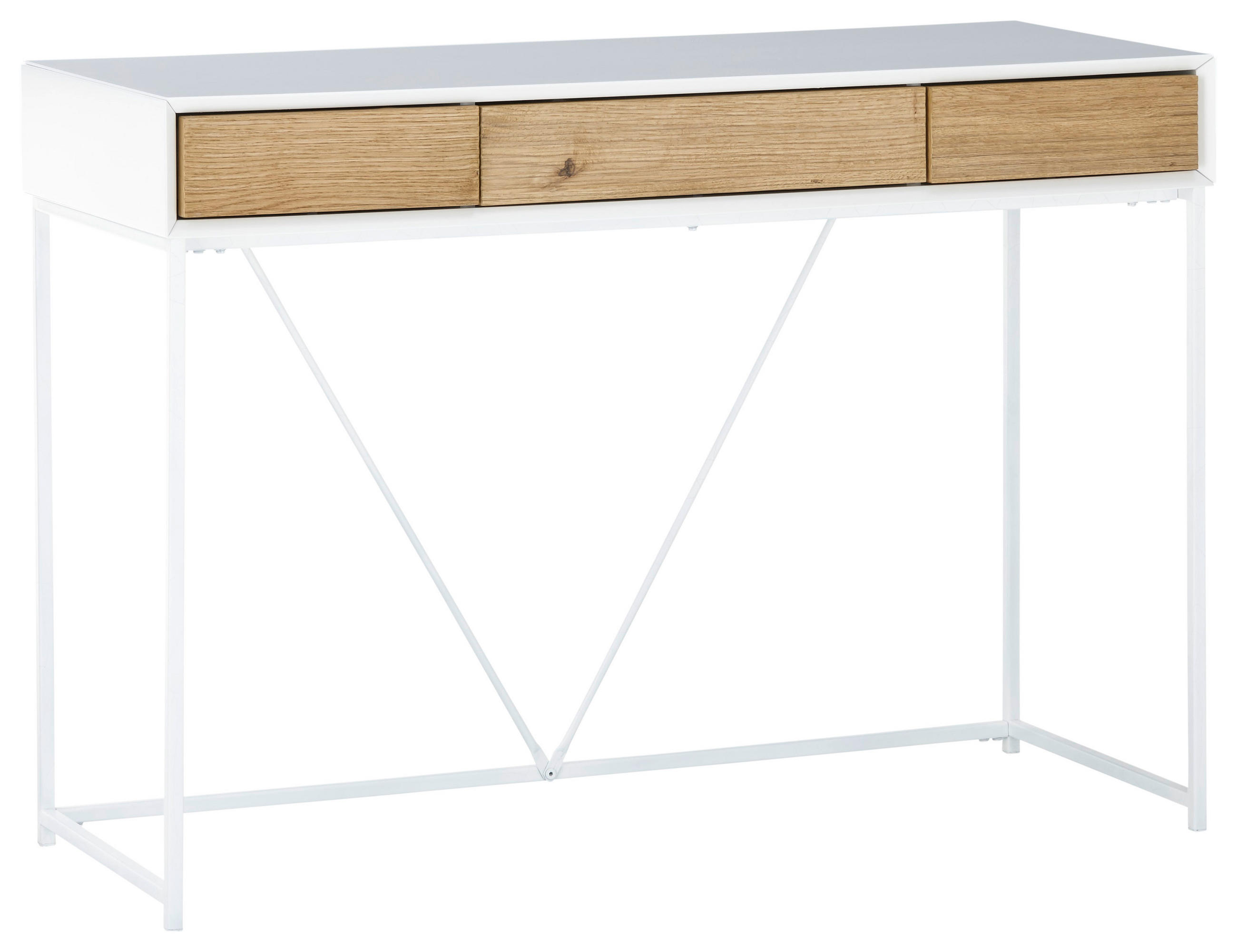 KONSOLENTISCH in Holz, Metall, Holzwerkstoff 110/40/77 cm    - Eichefarben/Weiß, Natur, Holz/Holzwerkstoff (110/40/77cm)