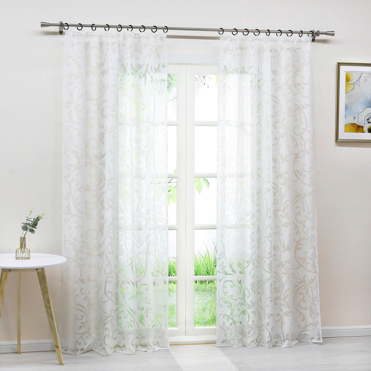 FERTIGVORHANG  transparent  140/225 cm   - Weiß Hochglanz, Basics, Textil (140/225cm) - Joyswahl