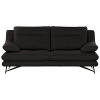 3-SITZER-SOFA in Leder Dunkelbraun  - Dunkelbraun, Design, Leder/Metall (215/90/109cm)