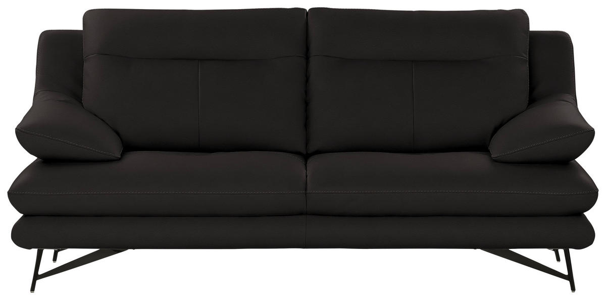 3-SITZER-SOFA in Leder Dunkelbraun  - Dunkelbraun, Design, Leder/Metall (215/90/109cm)