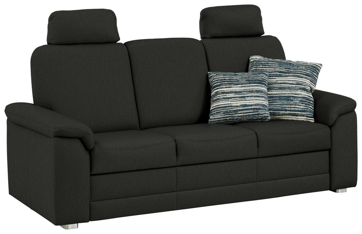 3-SITZER-SOFA Chenille Anthrazit  - Anthrazit/Alufarben, Konventionell, Textil/Metall (208/96/89cm) - Beldomo Comfort