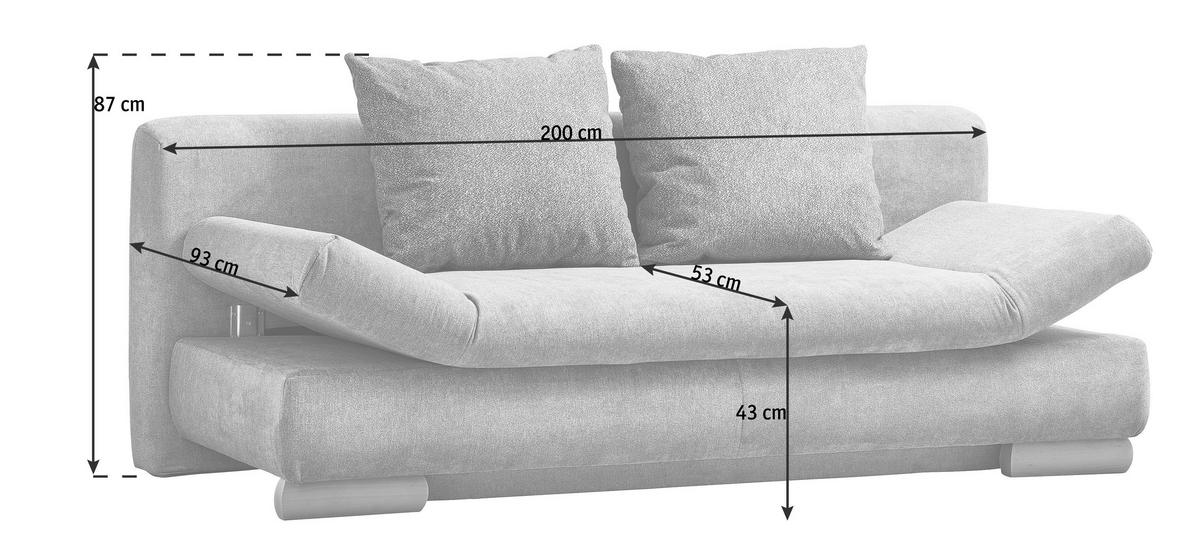 SOFA LEŽAJ siva  - siva, Dizajnerski, tekstil/drvo (200/87/93cm) - Venda