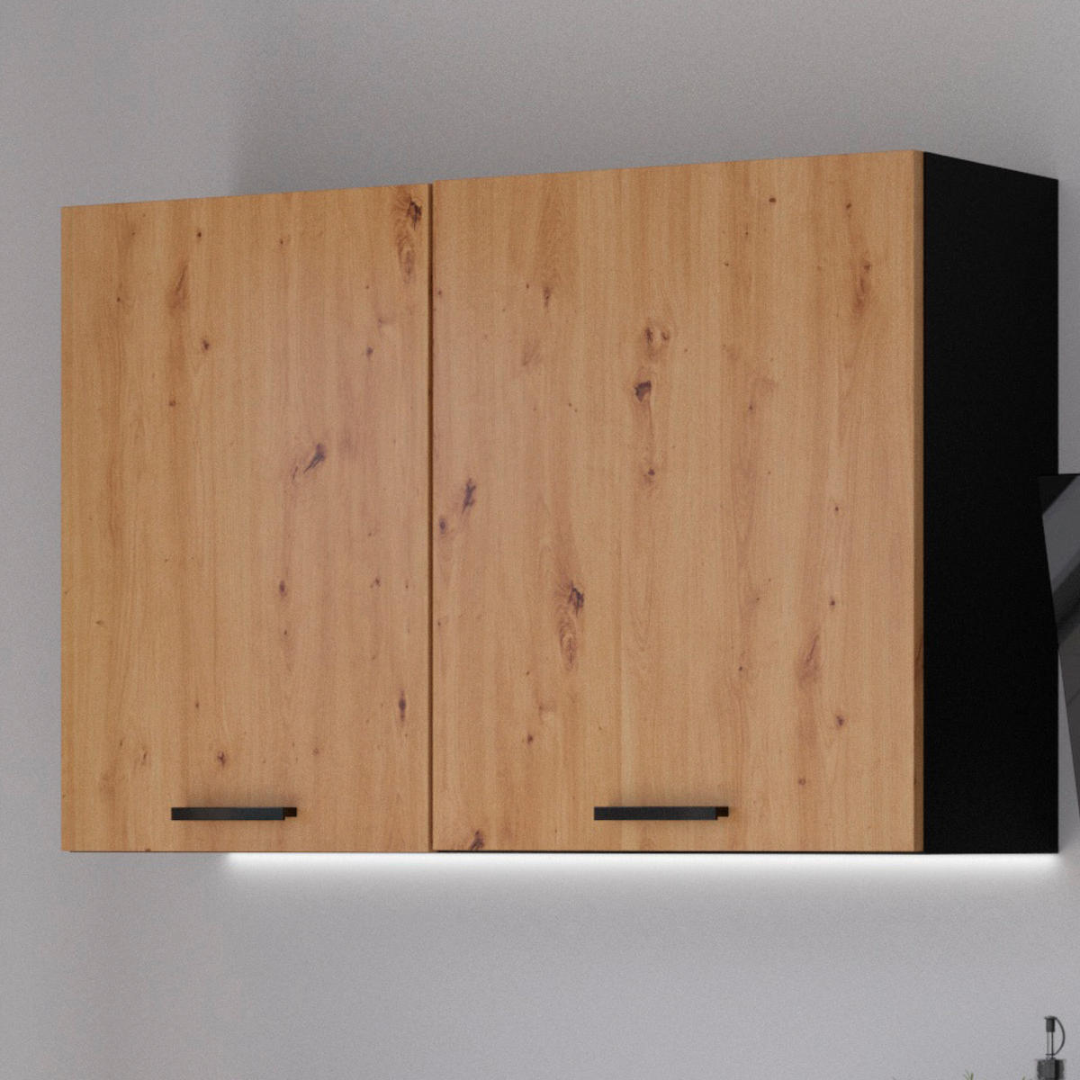 KUHINJSKI BLOK BREZ APARATOV - črna/hrast artisan, Design, umetna masa/leseni material (280cm) - P & B