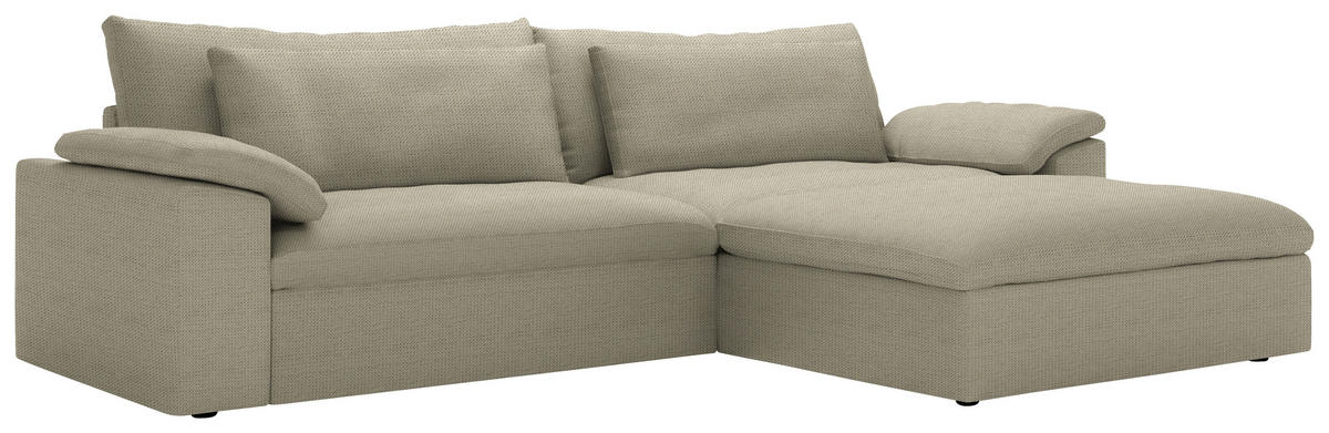 ECKSOFA  Chenille Beige  - Beige/Schwarz, Modern, Kunststoff/Textil (306/198cm) - Carryhome