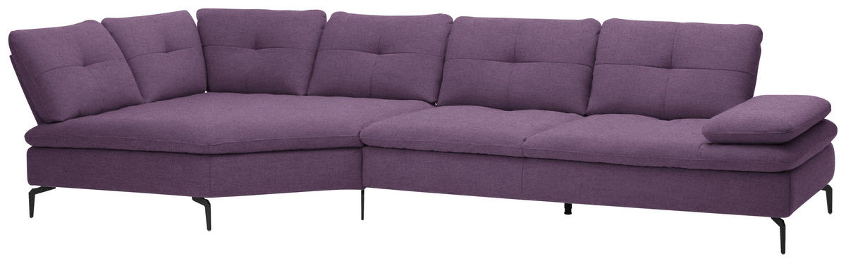 ECKSOFA in Flachgewebe Lila  - Lila/Schwarz, Design, Textil/Metall (157/344cm) - Chilliano
