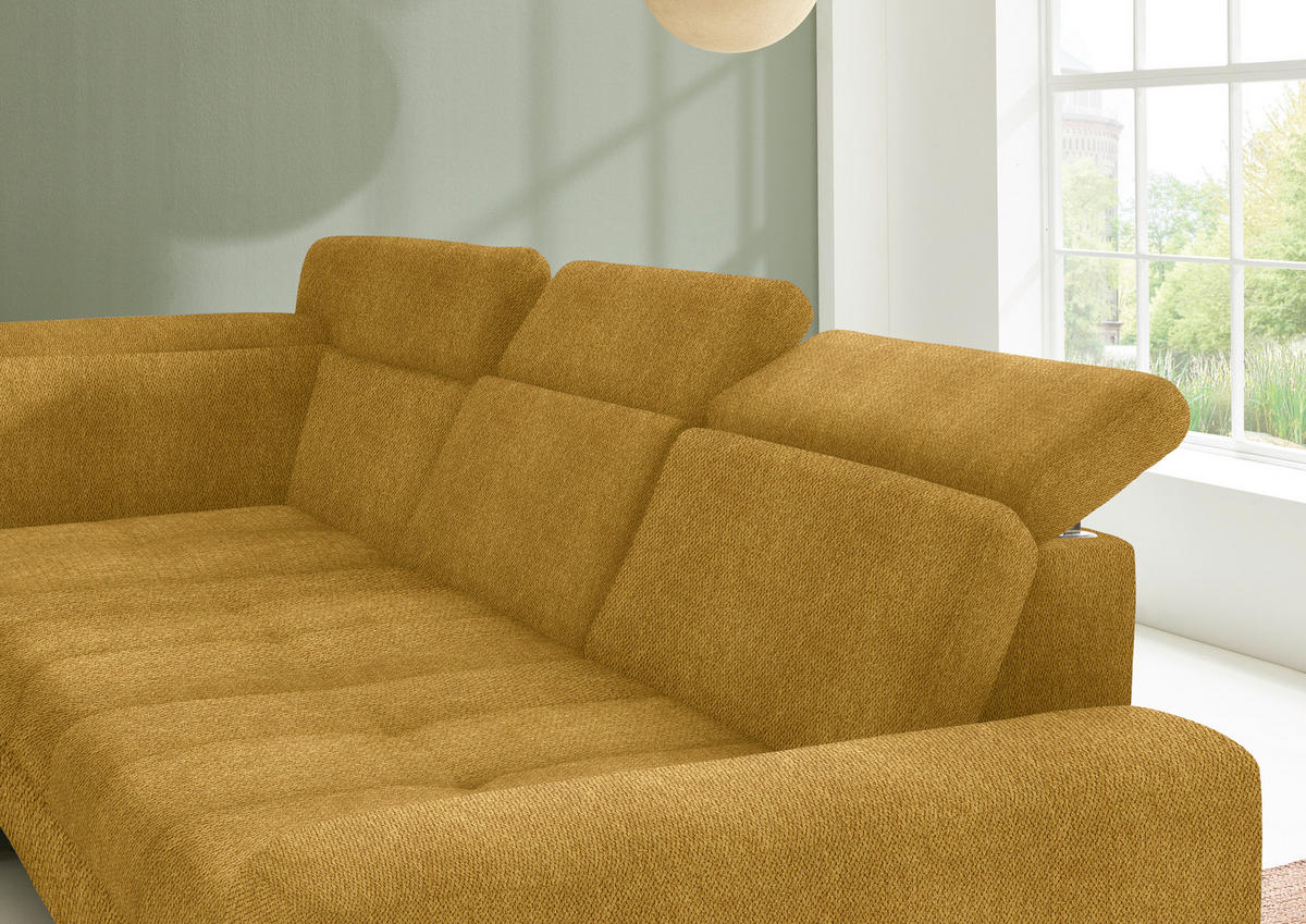 ECKSOFA in Chenille Currygelb  - Currygelb/Schwarz, Design, Textil/Metall (220/310cm) - Beldomo Style