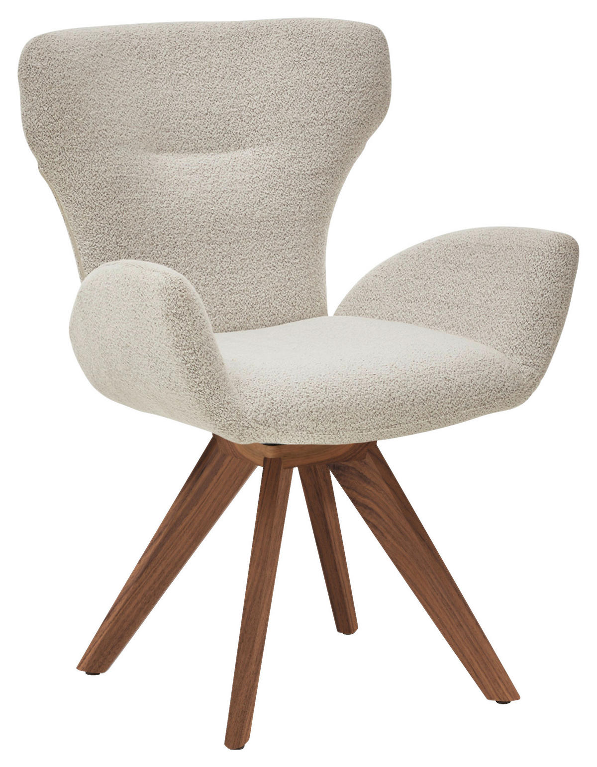 ARMLEHNSTUHL  Stoffauswahl, Typenauswahl, inklusive Armlehnen, Gestellauswahl, gepolsterte Armlehnen Bouclé  - Champagner/Nussbaumfarben, Design, Holz/Textil (65/93/68cm) - Musterring