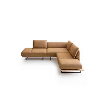 ECKSOFA Dunkelorange Chenille Rücken echt, Armteilverstellung, Relaxfunktion, Drehsitzfunktion  - Dunkelorange/Schwarz, Design, Holz/Textil (252/209cm) - Koinor