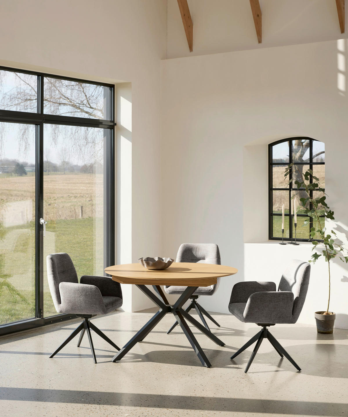 STOL MED ARMSTÖD  - svart/grå, Modern, metall/textil (57,5/88/62cm) - Livetastic