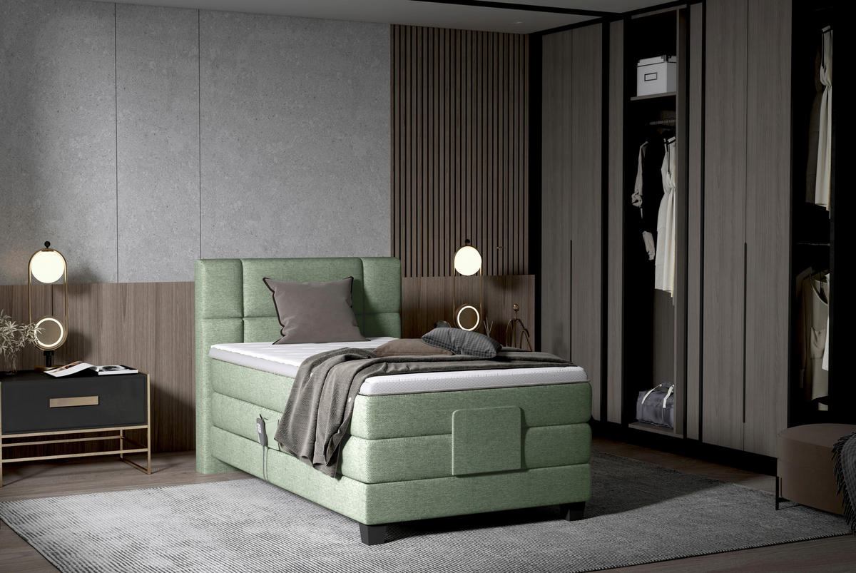 BOXSPRINGBETT 90/200 cm  in Grün  - Schwarz/Grün, KONVENTIONELL, Holz/Kunststoff (90/200cm) - Esposa