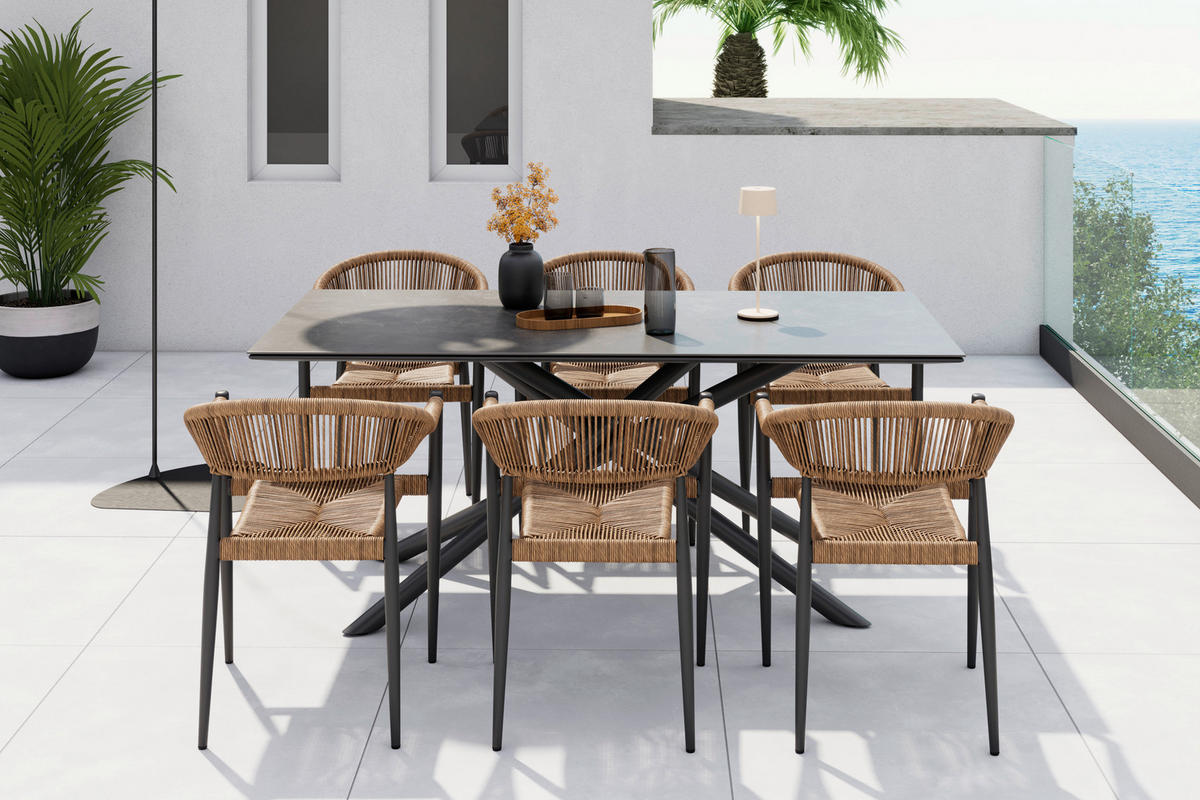 STAPELSESSEL Aluminium Anthrazit, Naturfarben  - Anthrazit/Naturfarben, KONVENTIONELL, Kunststoff/Metall (55/78/59.5cm) - Ambia Garden