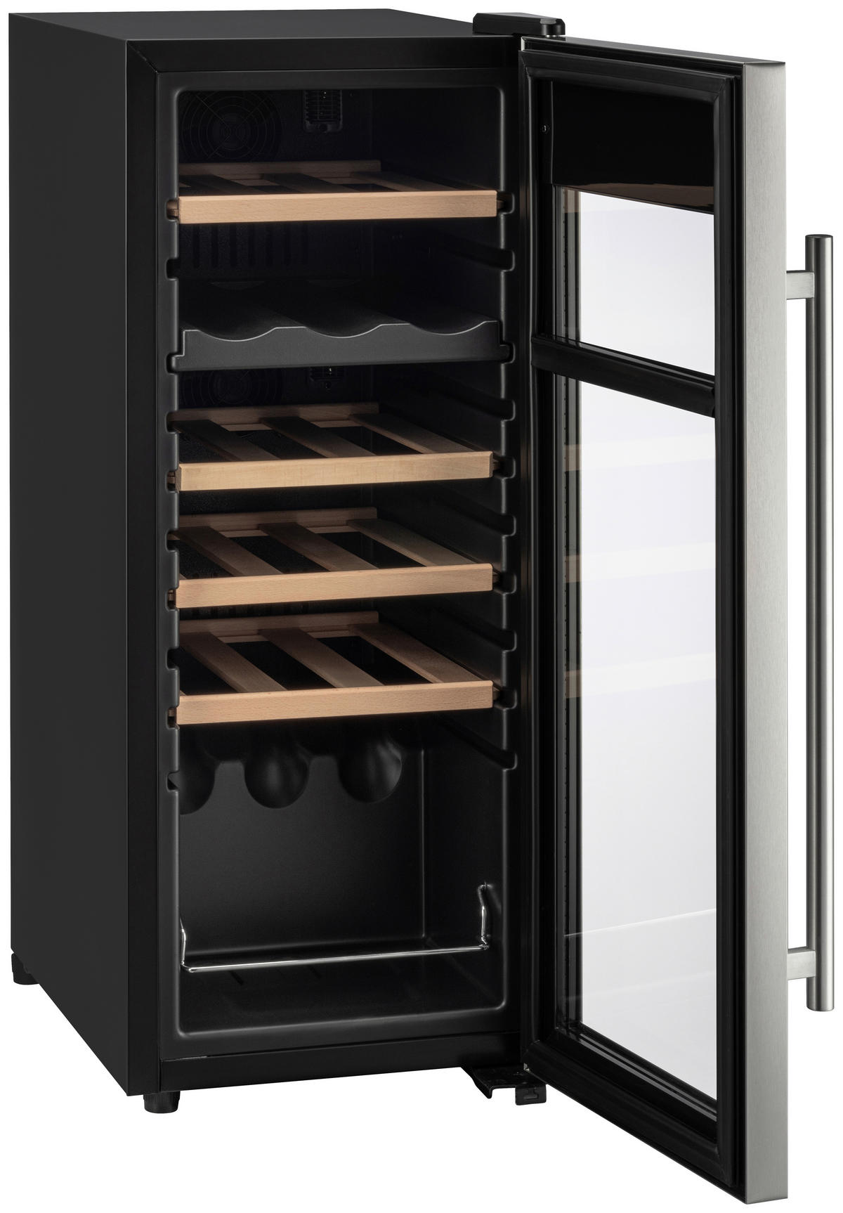 WEINKÜHLSCHRANK  - Edelstahlfarben/Schwarz, Basics, Glas/Holz (34,5/51,6/84,5cm) - Atrigo