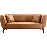 3-SITZER-SOFA Lederlook Cognac  - Cognac/Schwarz, MODERN, Holz/Textil (208/83/88cm) - Livetastic