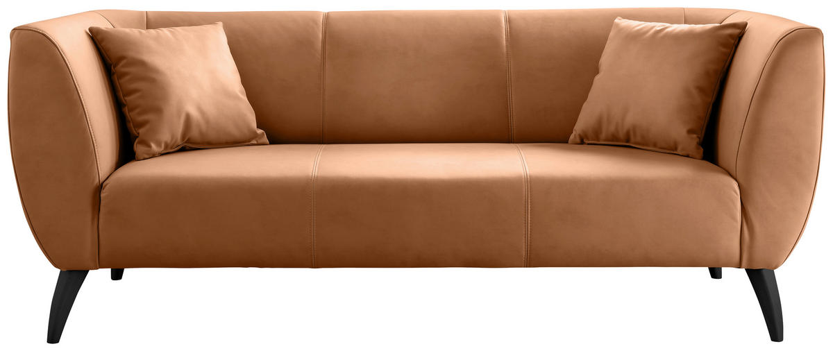 3-SITZER-SOFA Lederlook Cognac  - Cognac/Schwarz, MODERN, Holz/Textil (208/83/88cm) - Livetastic