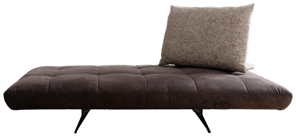 RÉCAMIERE  in Mikrofaser Braun, Cappuccino  - Schwarz/Braun, Design, Textil/Metall (210/105/115cm) - Moderano