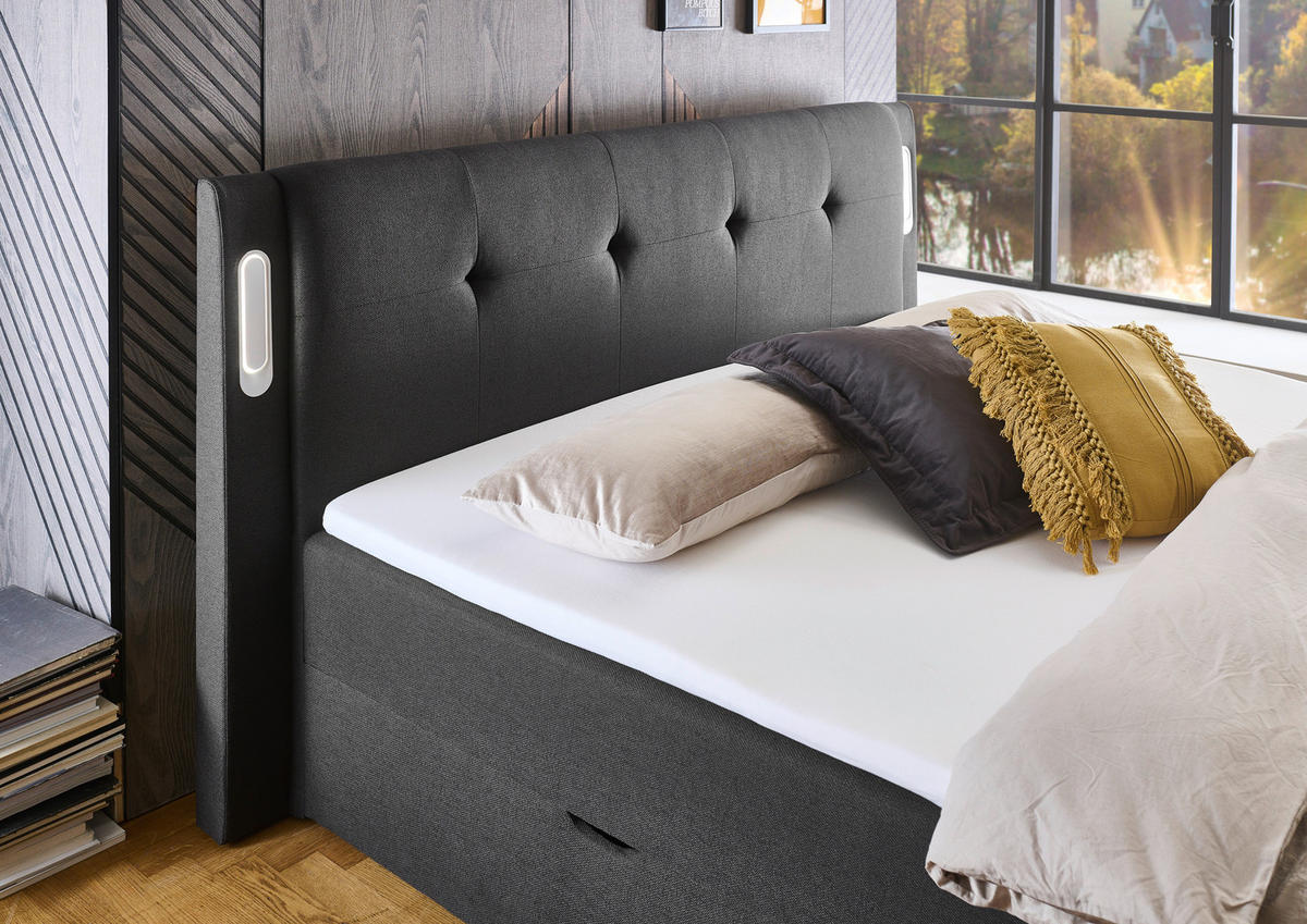 BOXBETT 180/200 cm  in Schwarz  - Schwarz, Basics, Holz/Textil (180/200cm) - Boxxx